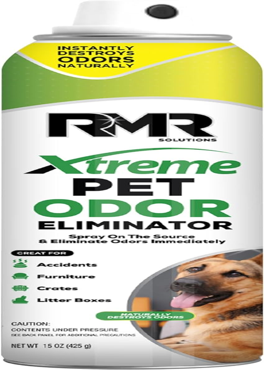 RMR Xtreme Pet Odor Eliminator Spray - Neutralize Strong Urine, Litter, Furniture, Crate, and Animal Smells, 15 Ounces, Unscented