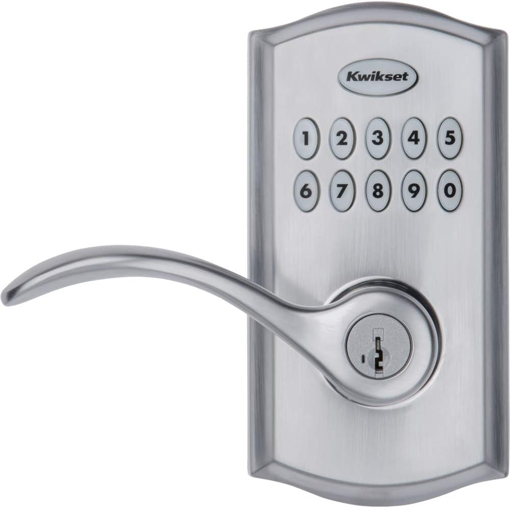 955 Keyless Keypad Door Lock, Electronic Lever Deadbolt, 3 Entry Modes, Auto Lock, Smartkey Security - Satin Chrome