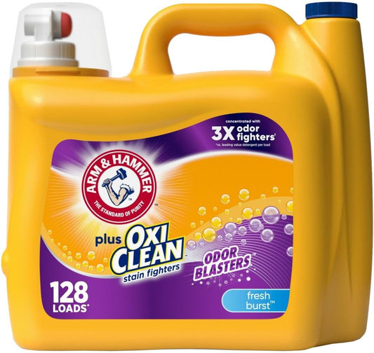 plus Oxiclean Odor Blasters Fresh Burst, 128 Loads Liquid Laundry Detergent, 166.5 Fl Oz