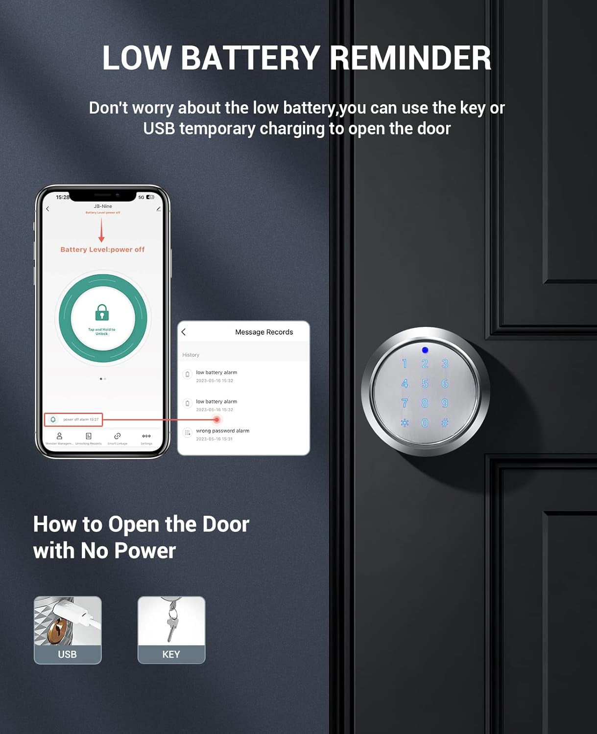 Fingerprint Door Lock Keyless Door Knob, 4 Unlocking Ways (Key/Code/Fingerprint/App), Zinc Alloy, Biometric Waterproof Combination Electronic Handle for Interior Doors, Bedrooms, Garage, Office