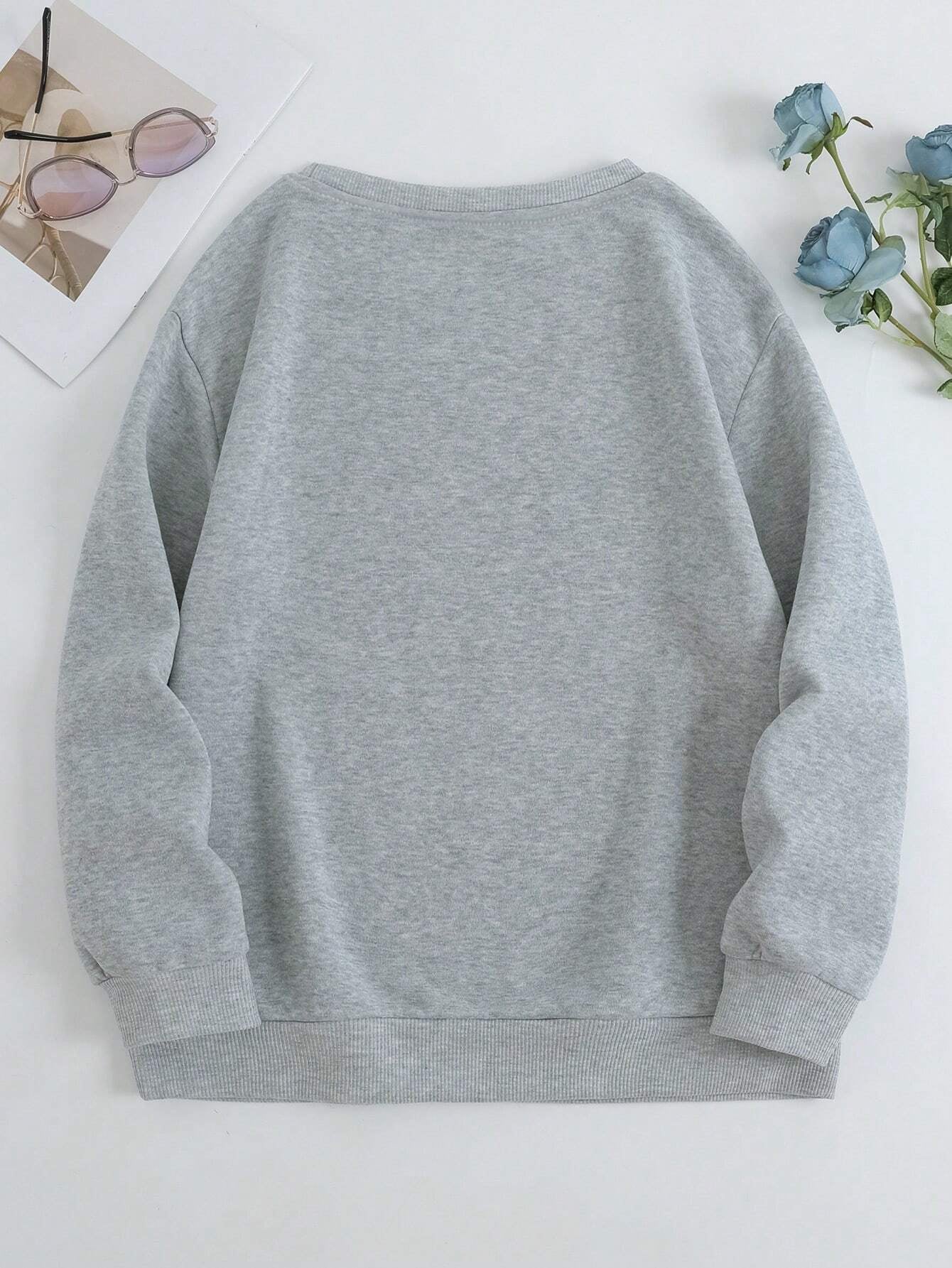 Ezwear Letter Graphic Drop Shoulder Sweatshirt