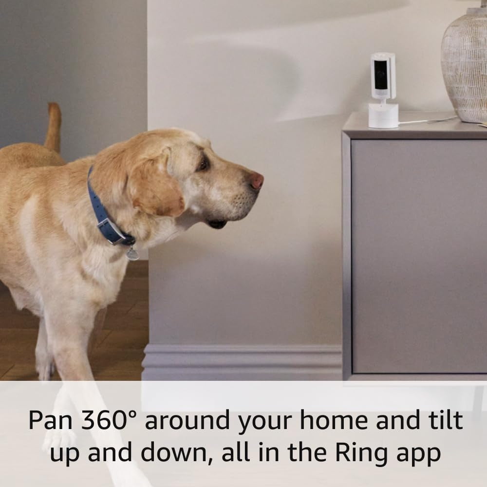 Introducing  Pan-Tilt Indoor Cam, Check in on Family and Pets with Plug-In 360° Pan Coverage, HD Video, and Two-Way Talk (2024 Release), White