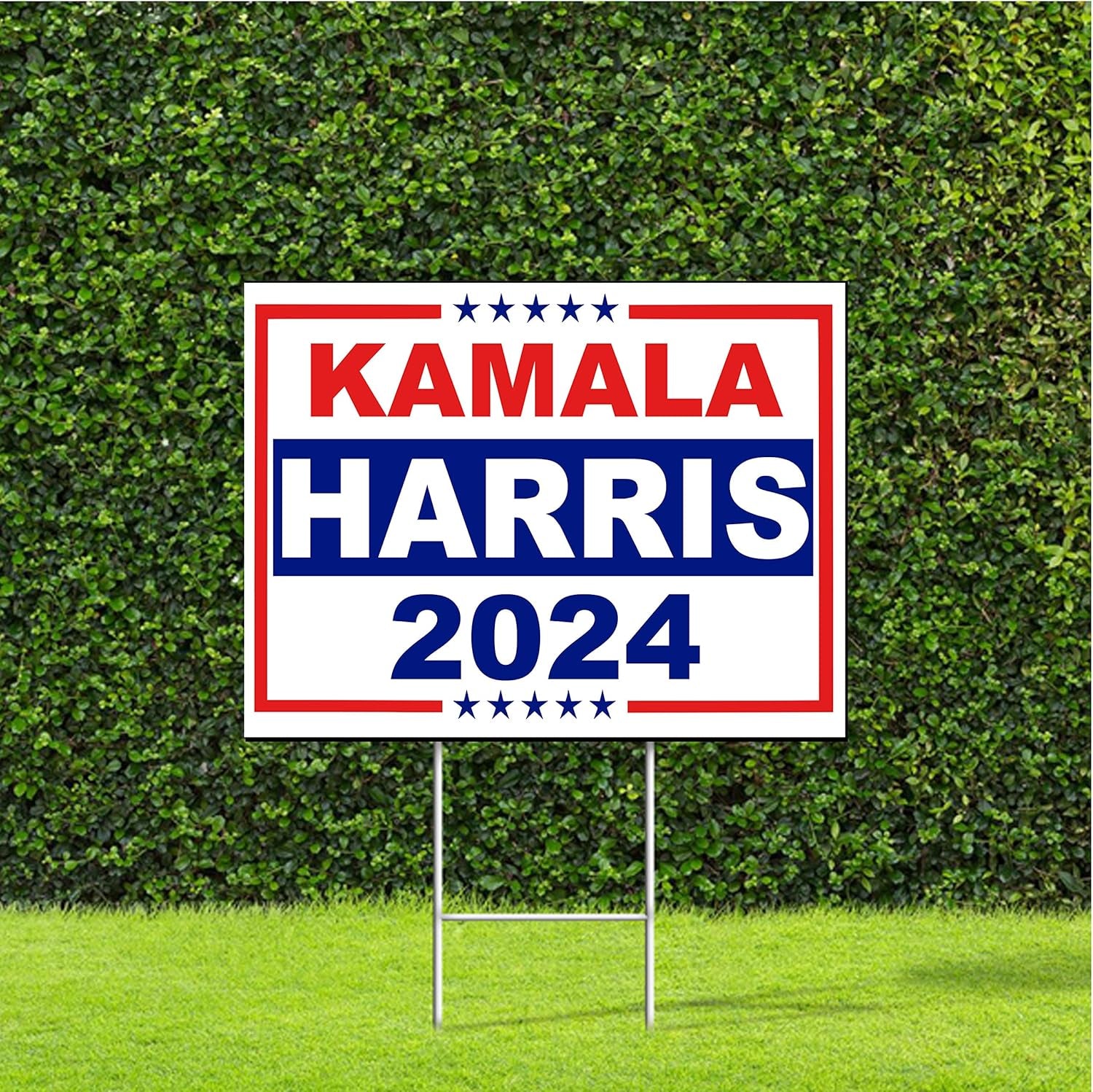 Kamala Harris 2024 Red White & Blue Yard Sign with Metal H Stake