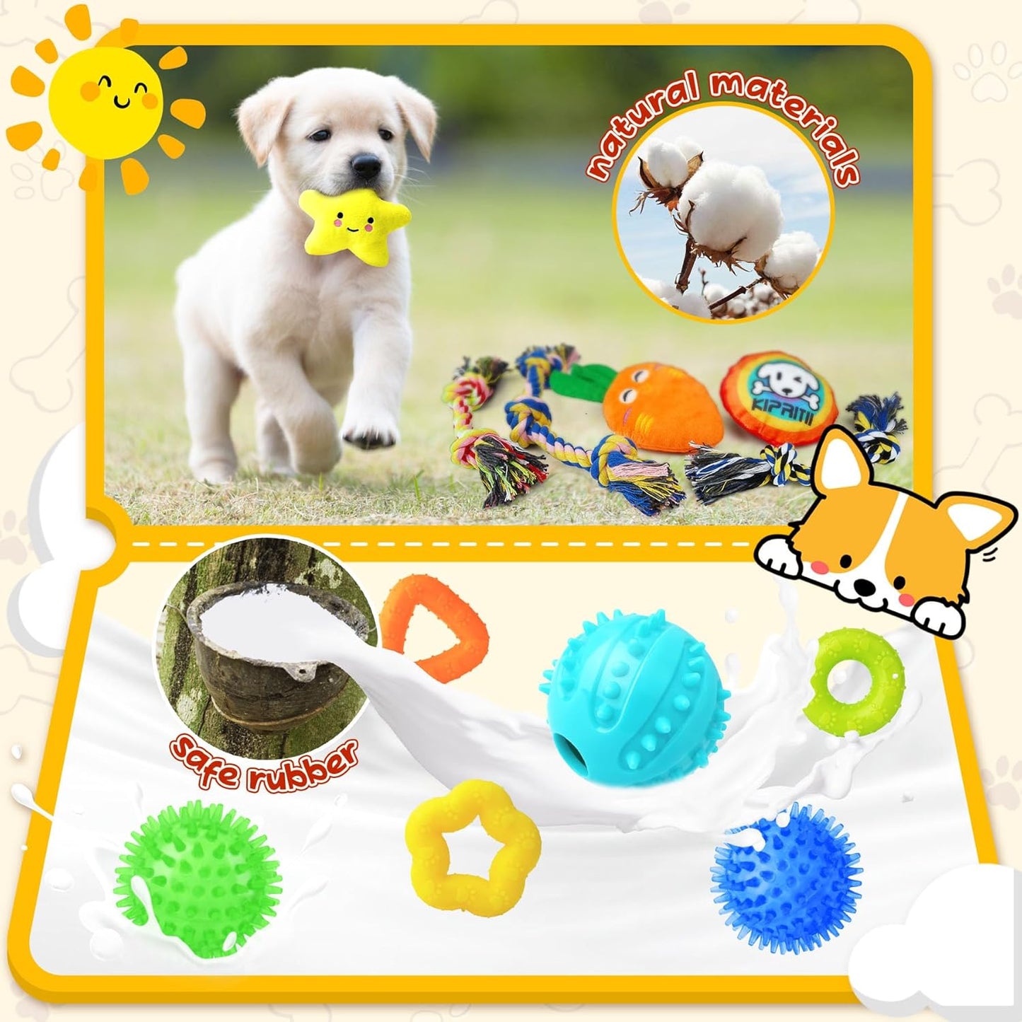 Puppy Toys for Dog Teething-25 Pack Exclusive Puppy Dog Chew Toys for Boredom with Rope Toys, Dog Treat Balls & Dog Toy for Puppy and Small Dogs, Hold a Bottle