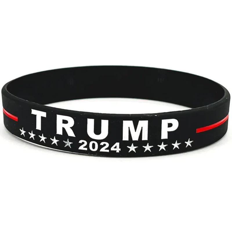 Trump 2024 Campaign Bracelet with Silicone Material Election Merchandise Adult Size Packaged Inspirational Wristbands Voter Gift