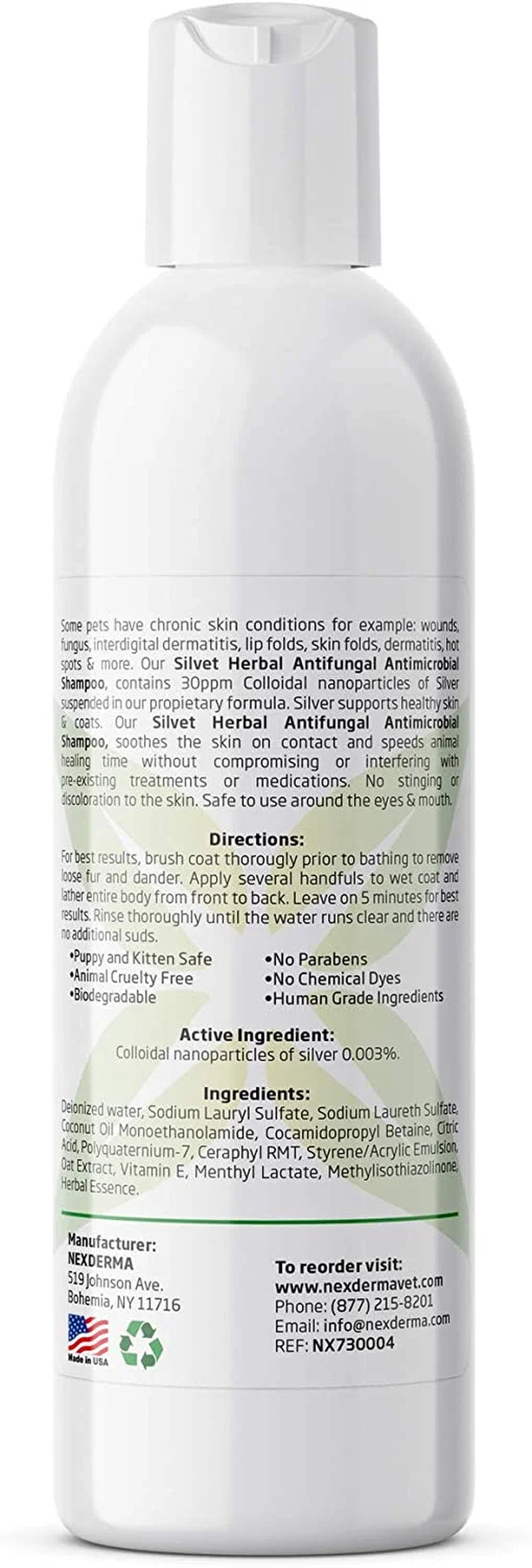 Antibacterial Antifungal Medicated Herbal Pet Shampoo for Dogs, Cats and Horses - 4 Ounce