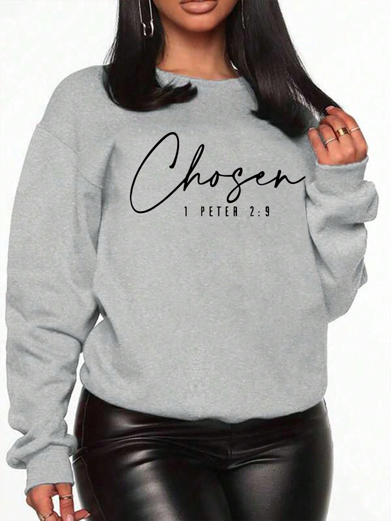 Ezwear Letter Graphic Drop Shoulder Sweatshirt