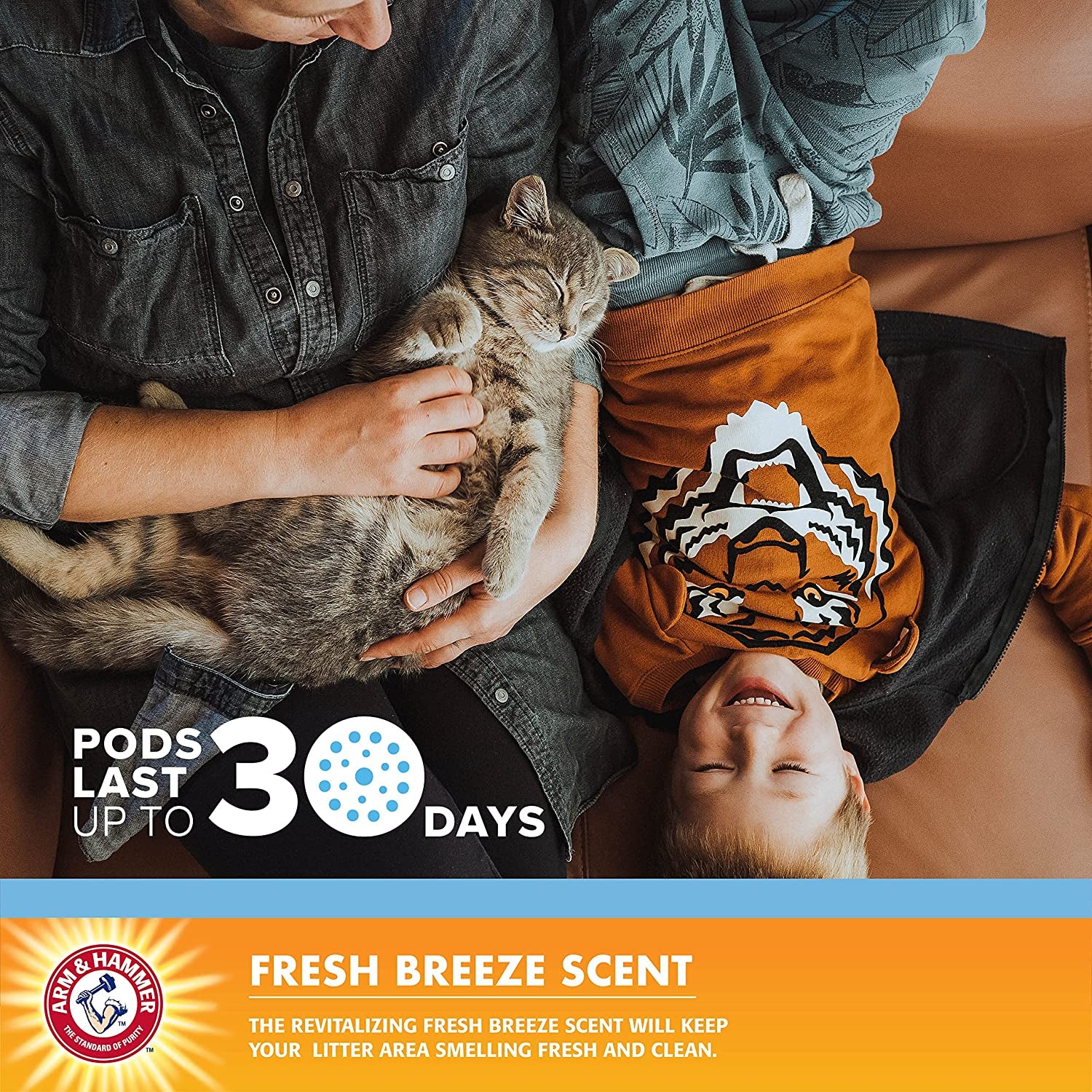 Pets Cat Litter Box Deodorizing Pods 2 Pods, Fresh Breeze Scent | 2 Cat Litter Box Deodorizer from Arm and Hammer | Combats Cat Odors | 2 Adhesive Devices