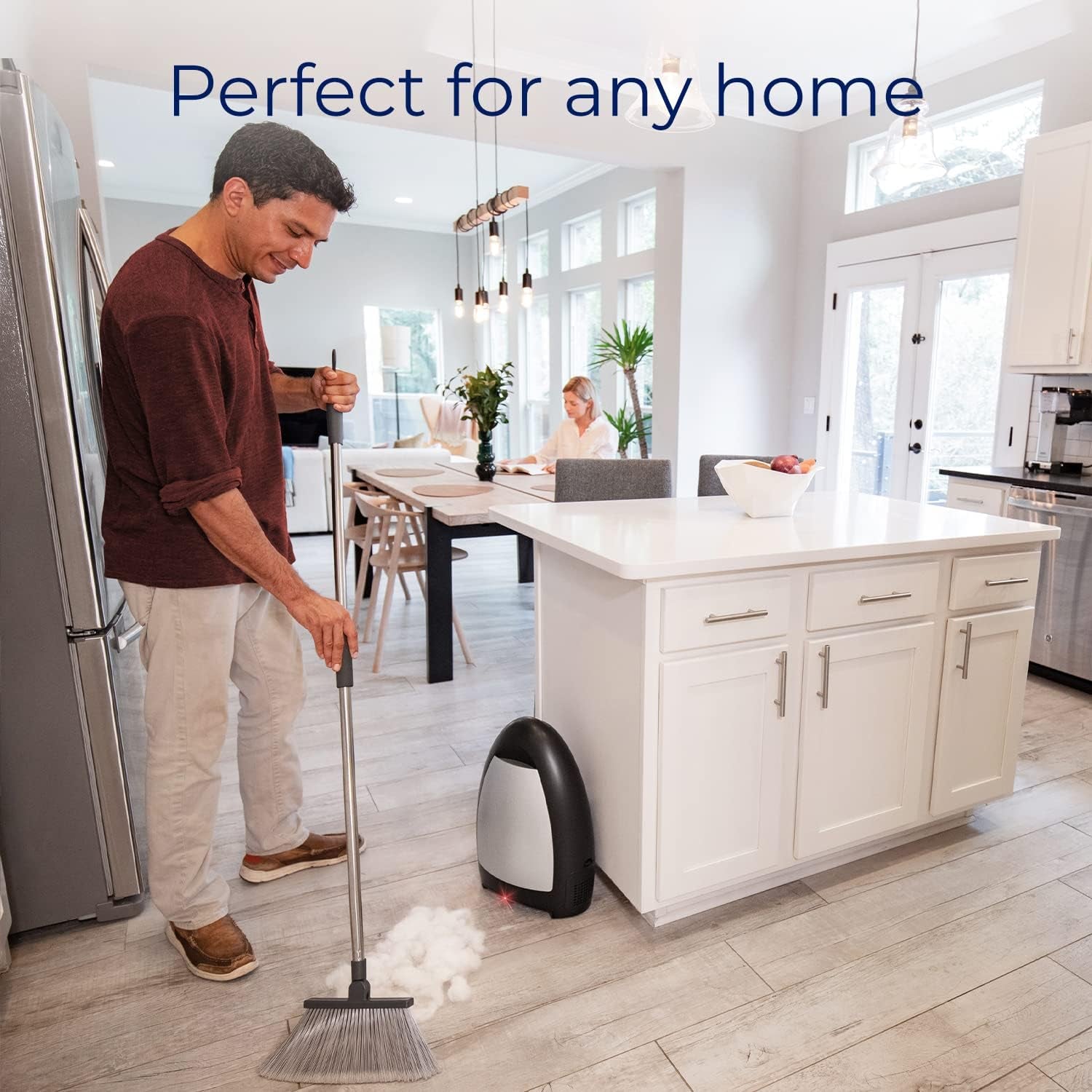 Eyevac Home Touchless Vacuum Automatic Dustpan - Great for Sweeping Pet Hair Food Dirt Kitchen - Fast & Powerful, Corded Canister Vacuum, Bagless, Automatic Sensors, 1000 Watt (Silver)