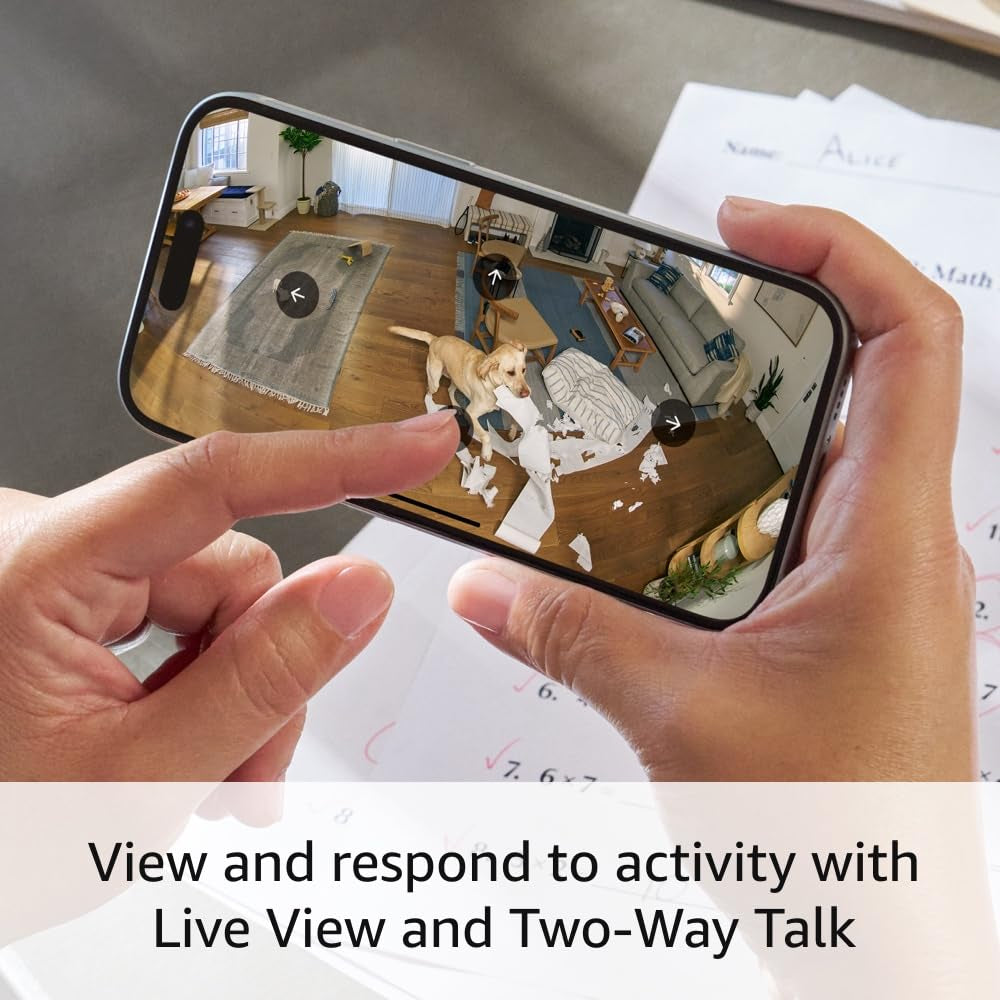 Introducing  Pan-Tilt Indoor Cam, Check in on Family and Pets with Plug-In 360° Pan Coverage, HD Video, and Two-Way Talk (2024 Release), White