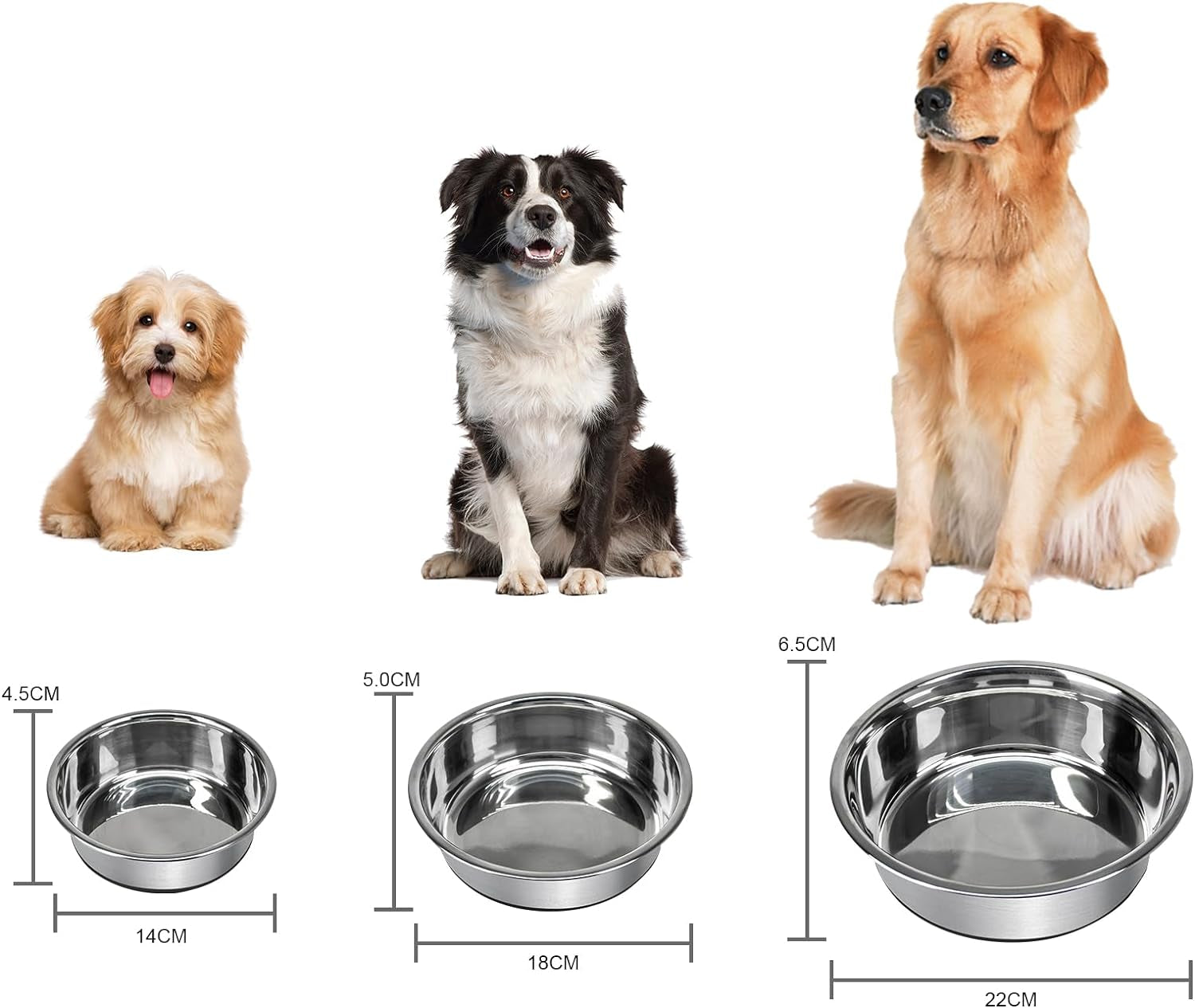 Grehge Steel Anti-Slip Dog Bowls,Non-Slip Stainless Steel Pet Bowl with Foot Mat - Perfect for Mess-Free Mealtime,Quiet Pet Bowls for Cats and Dogs, Dry and Wet Foods,5.5In Single Pack