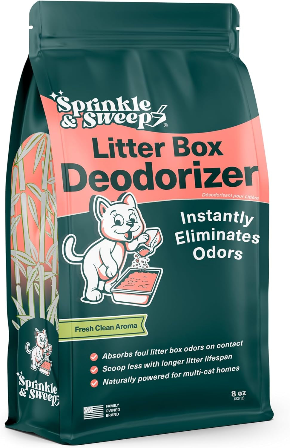 Litter Box Deodorizer - Cat Litter Deodorizer Non Toxic and Safe for Kittens - Litter Deodorizer Instantly Eliminates Foul Litter and Urine Odors, One Month Supply (8Oz)