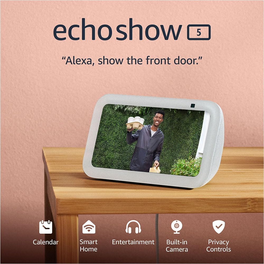 Echo Show 5 | Smart Display with 2X the Bass and Clearer Sound | Charcoal