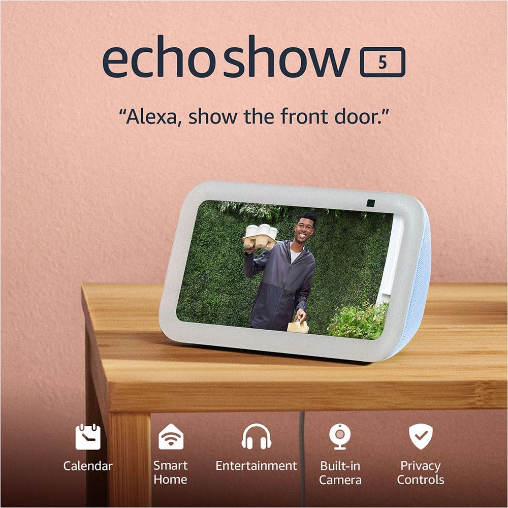 Echo Show 5 | Smart Display with 2X the Bass and Clearer Sound | Charcoal