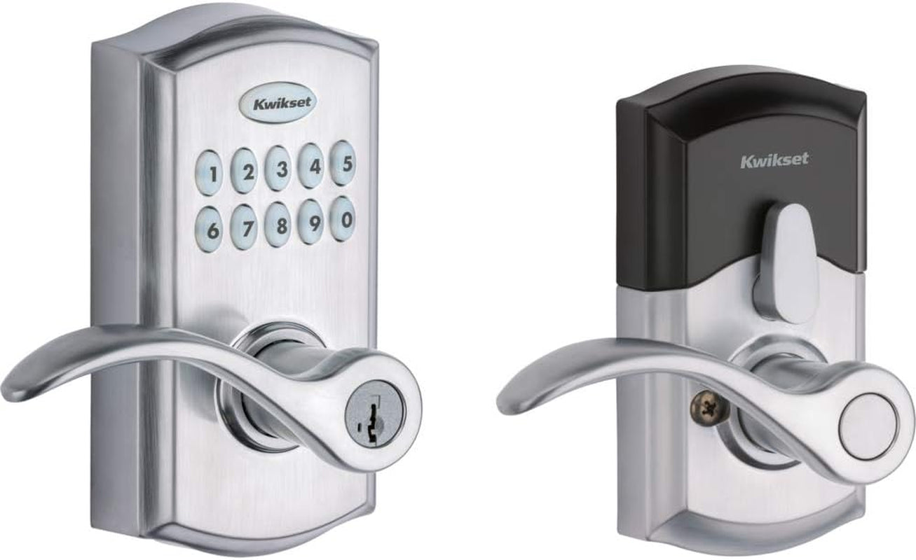 955 Keyless Keypad Door Lock, Electronic Lever Deadbolt, 3 Entry Modes, Auto Lock, Smartkey Security - Satin Chrome