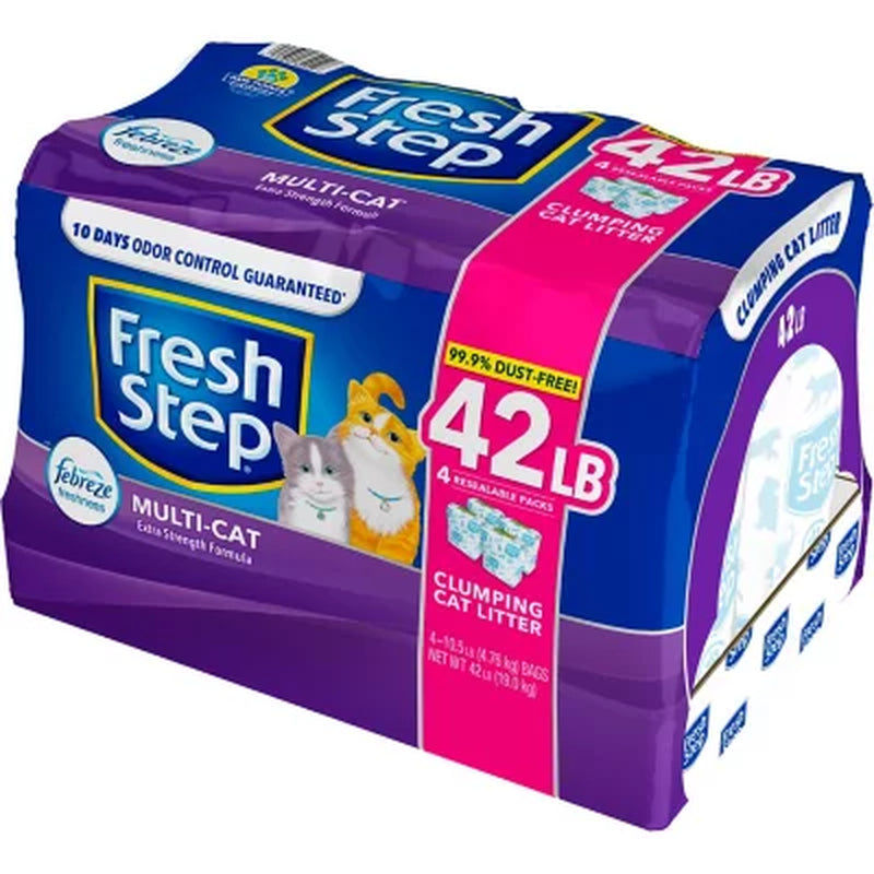 Fresh Step Extra Strength Multi-Cat Scented Clumping Litter W/ Febreze, 42 Lbs.