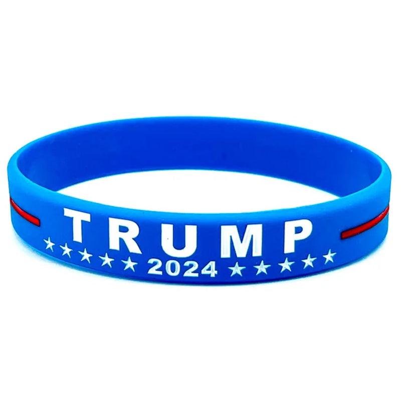 Trump 2024 Campaign Bracelet with Silicone Material Election Merchandise Adult Size Packaged Inspirational Wristbands Voter Gift