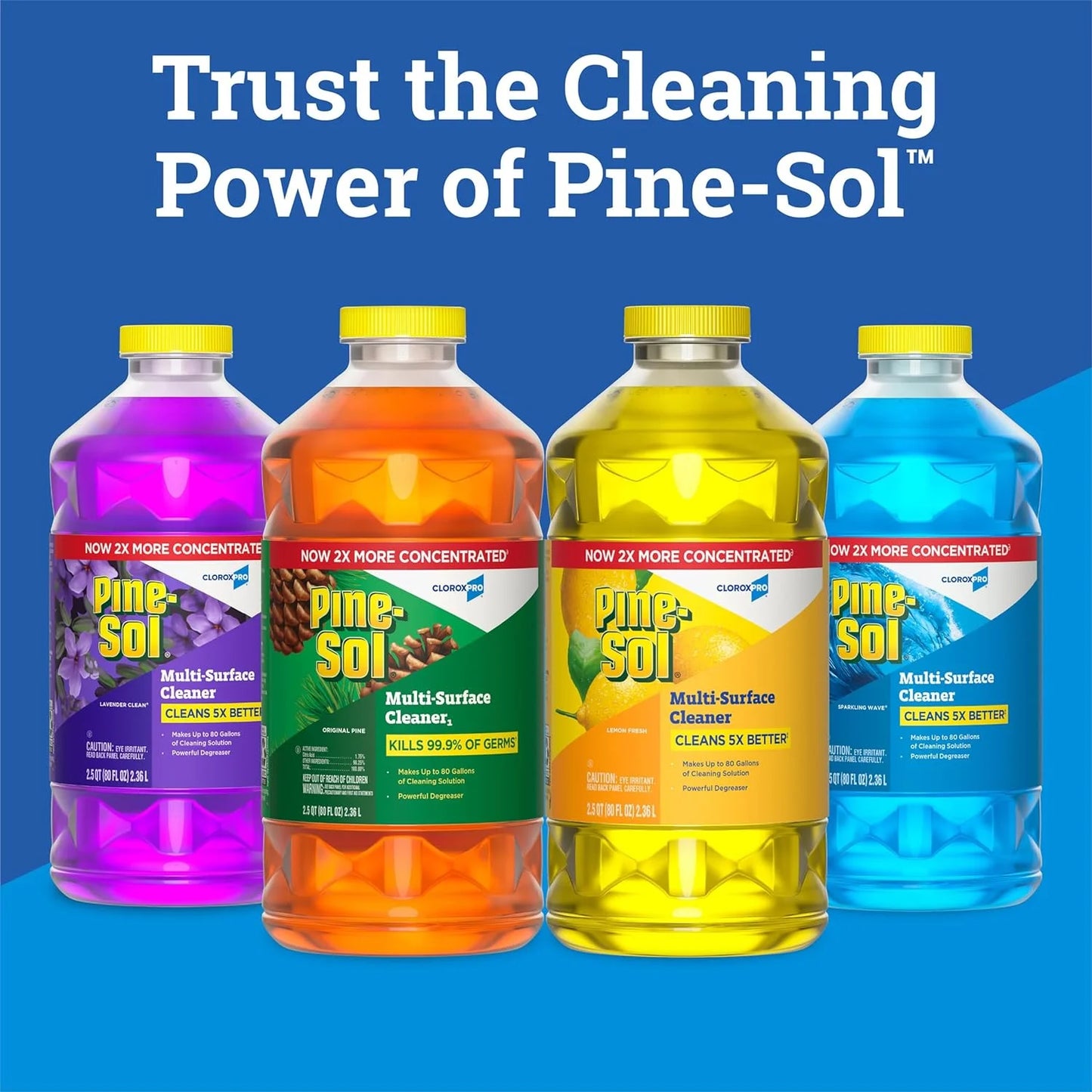 Pine-Sol Multi-Surface Cleaner, 2X Concentrated Formula, Original Pine, 80 Fl Oz, Pack of 3