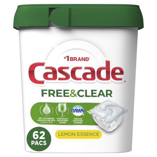 Free & Clear Action Pacs, Dishwasher Detergent, Lemon Essence, 62 Count