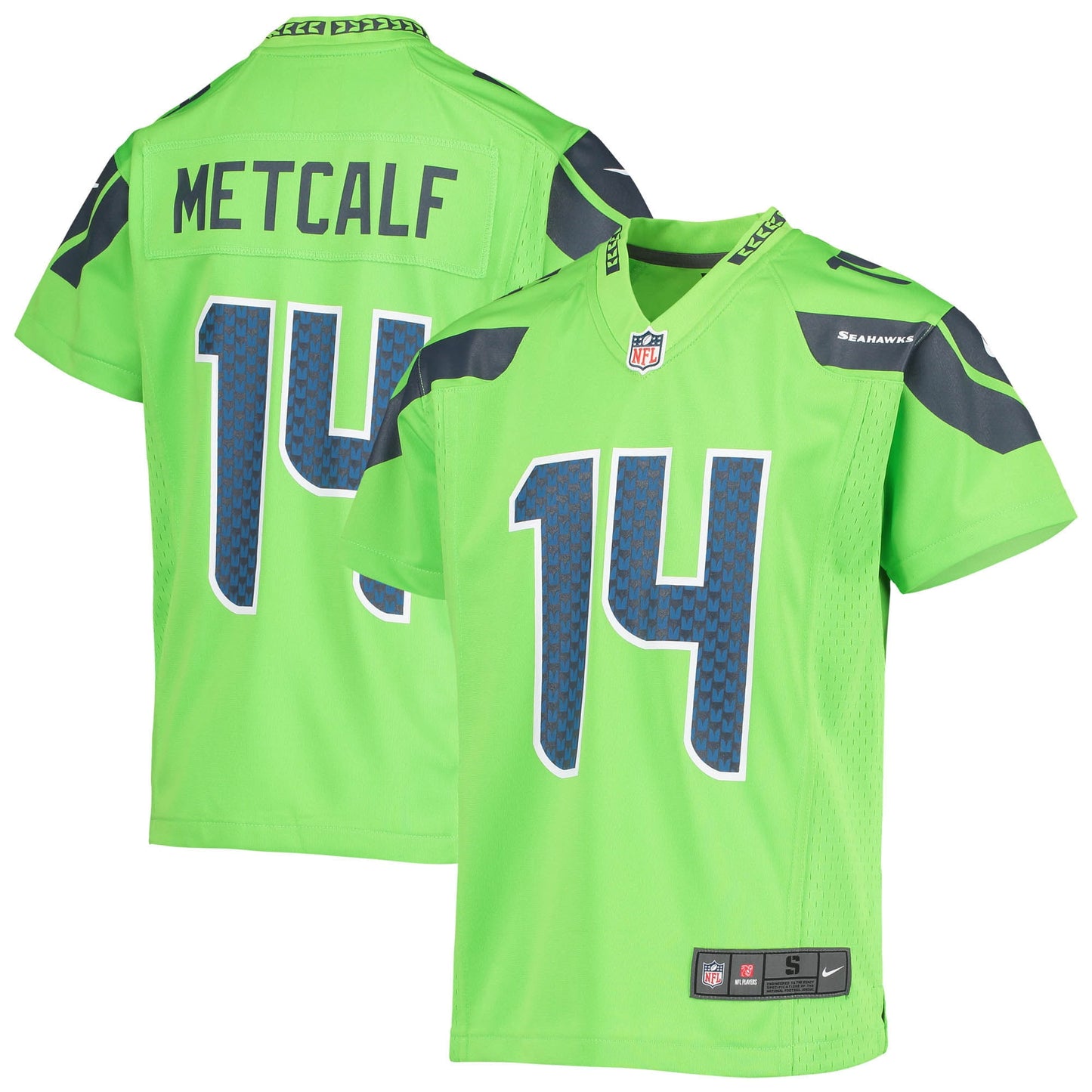 Youth  DK Metcalf Neon Green Seattle Seahawks Game Jersey