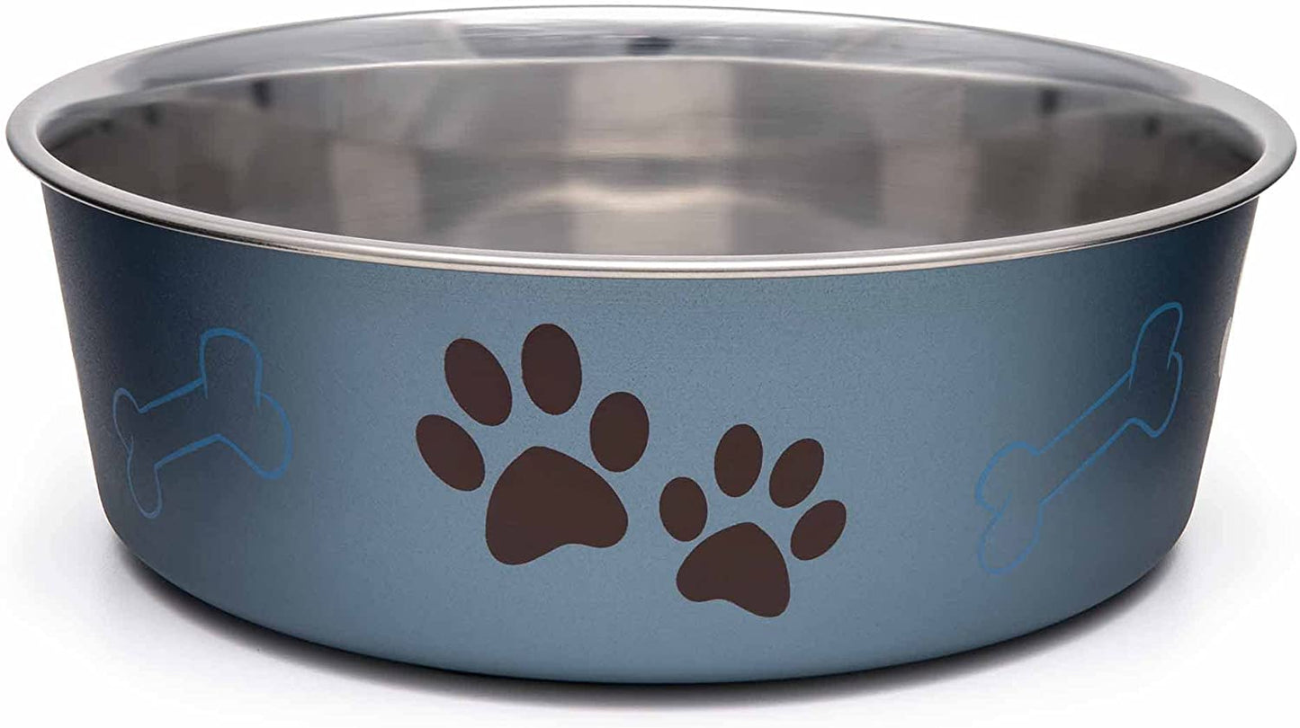 - Bella Bowls - Dog Food Water Bowl No Tip Stainless Steel Pet Bowl No Skid Spill Proof (Medium, Blueberry Blue)