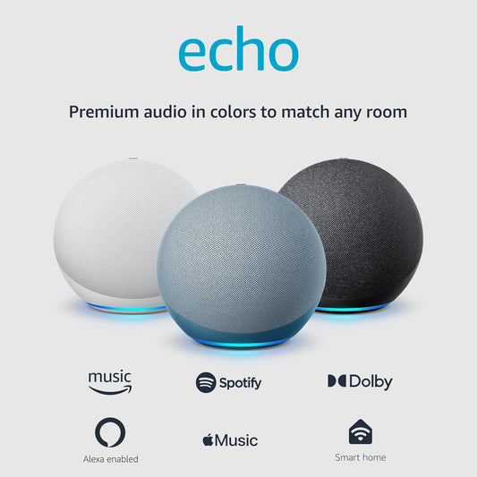 Echo (4Th Gen) | with Premium Sound, Smart Home Hub, and Alexa | Twilight Blue