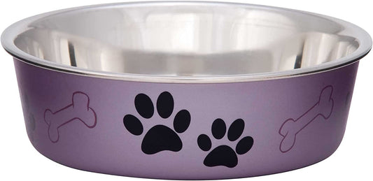 - Bella Bowls - Dog Food Water Bowl No Tip Stainless Steel Pet Bowl No Skid Spill Proof (Medium, Grape Purple)