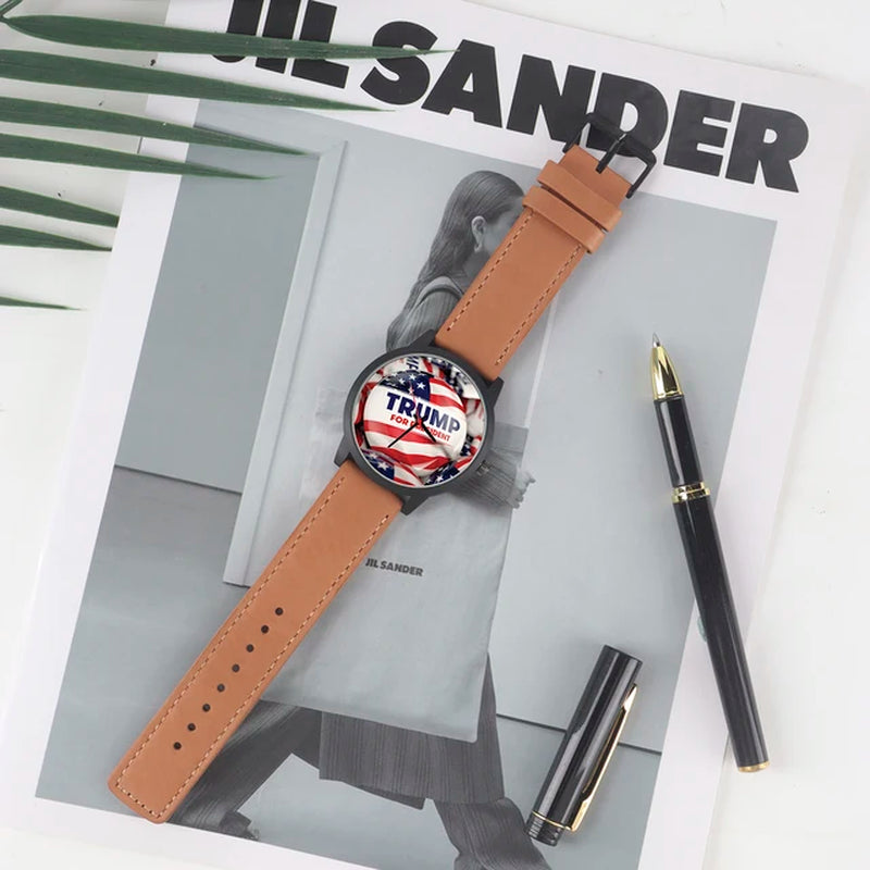 Factory Store US Flag Trump Design Cool Style President Election Souvenir Gifts for Supporter Men'S Quartz Wrist Watch