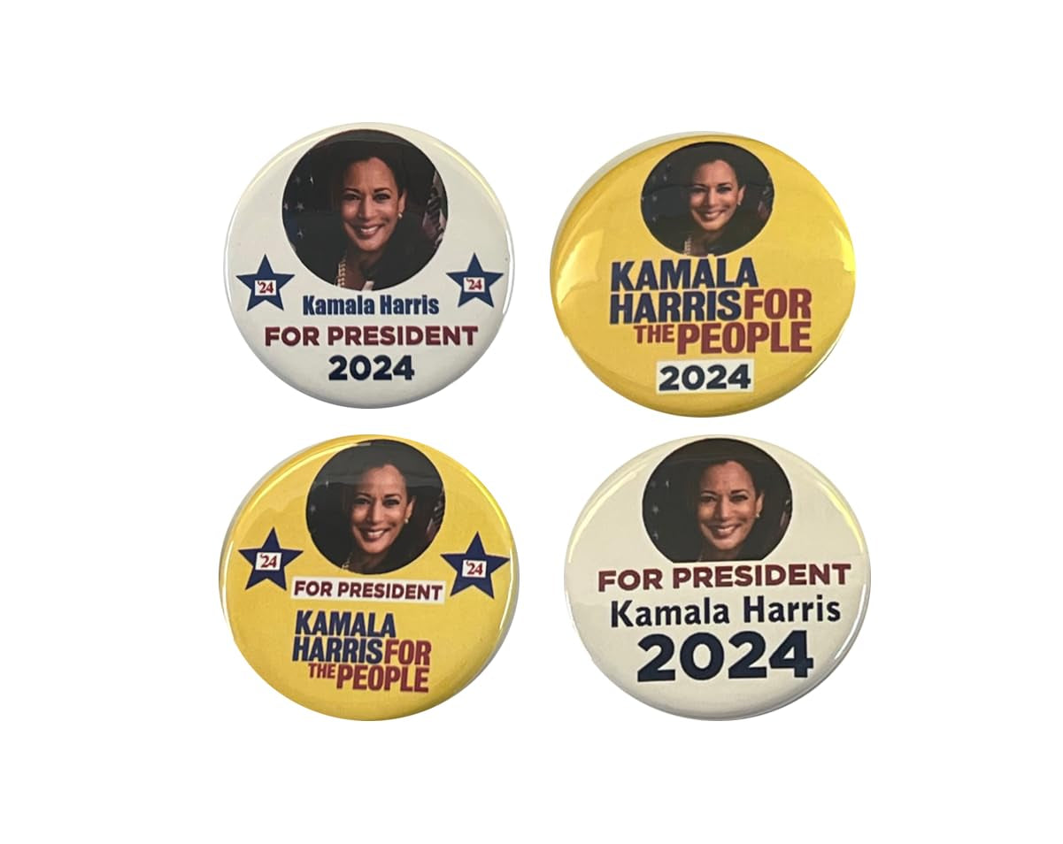 Kamala Harris for President Pins - Set of 4 Buttons (2.25 Inches)