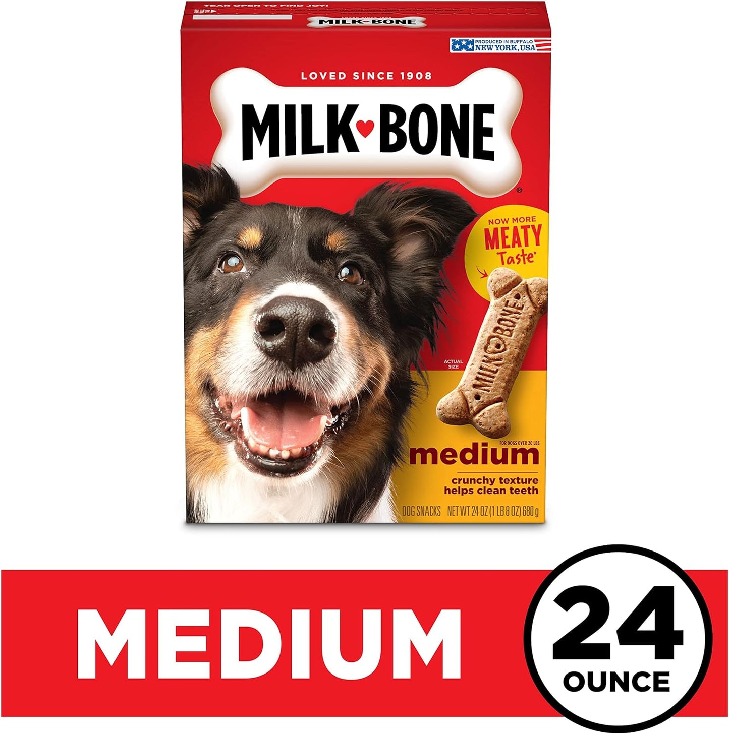 Original Dog Treats for Medium Dogs, 24 Ounce, Crunchy Biscuit Helps Clean Teeth