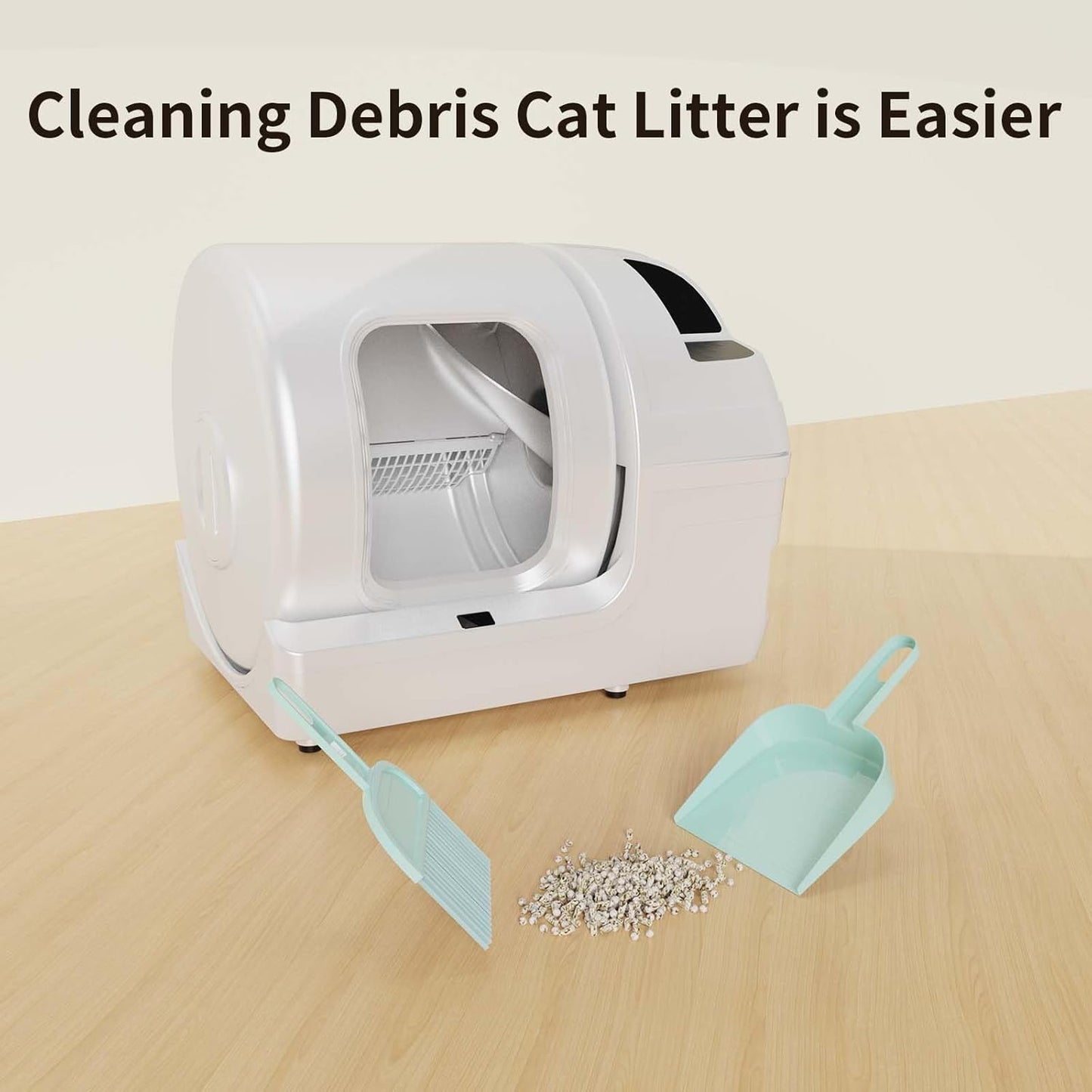 Convenient Pet Cats Toilet Cleaning Kit with Cat Litter Box Scooper/Cat Litter Picker/Handheld Dustpan/Broom/Brush/Paste Hooks Good for Self Cleaning Cat Litter Box.