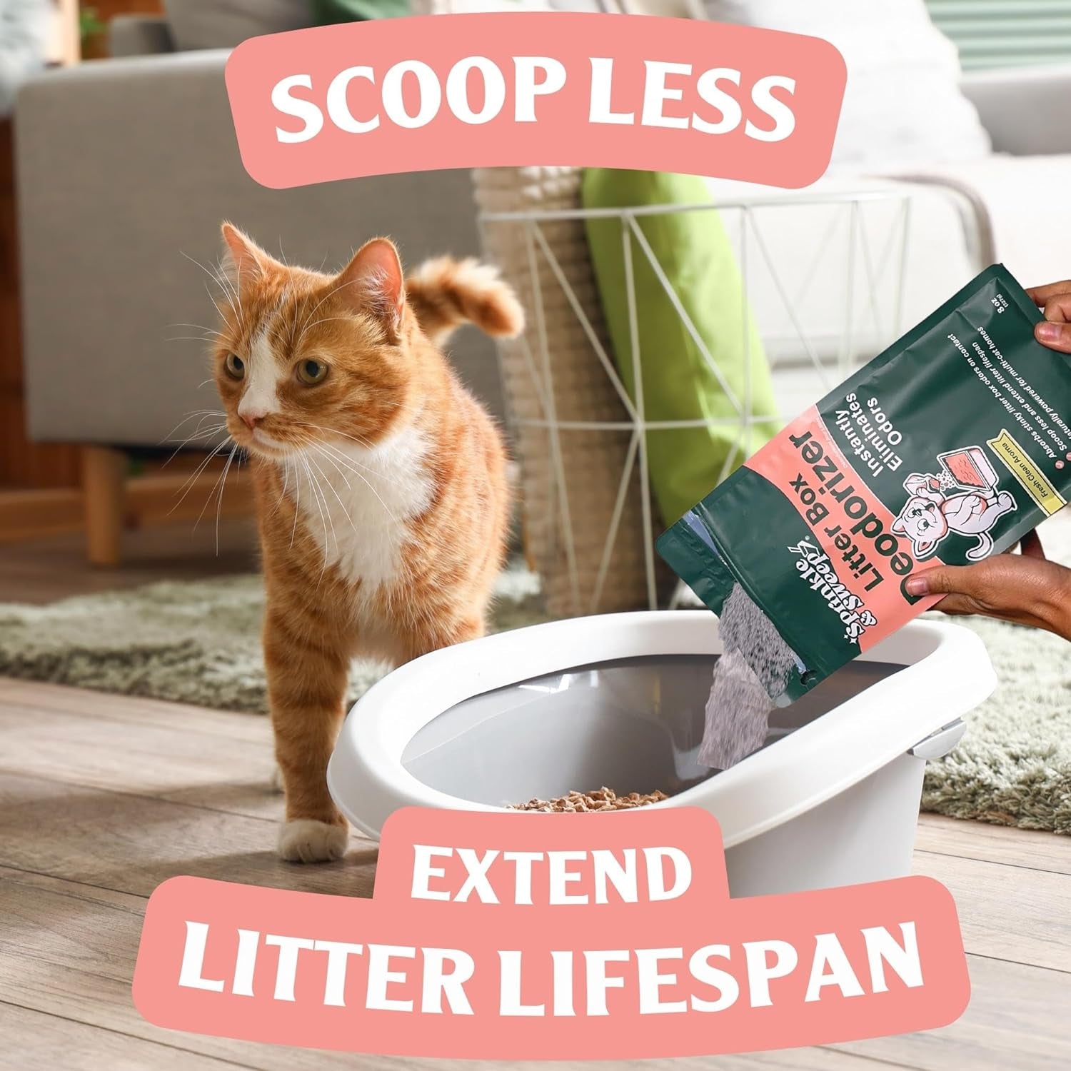 Litter Box Deodorizer - Cat Litter Deodorizer Non Toxic and Safe for Kittens - Litter Deodorizer Instantly Eliminates Foul Litter and Urine Odors, One Month Supply (8Oz)