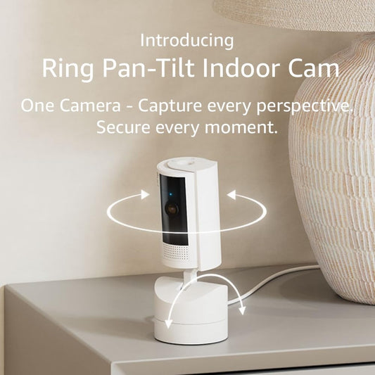 Introducing  Pan-Tilt Indoor Cam, Check in on Family and Pets with Plug-In 360° Pan Coverage, HD Video, and Two-Way Talk (2024 Release), White