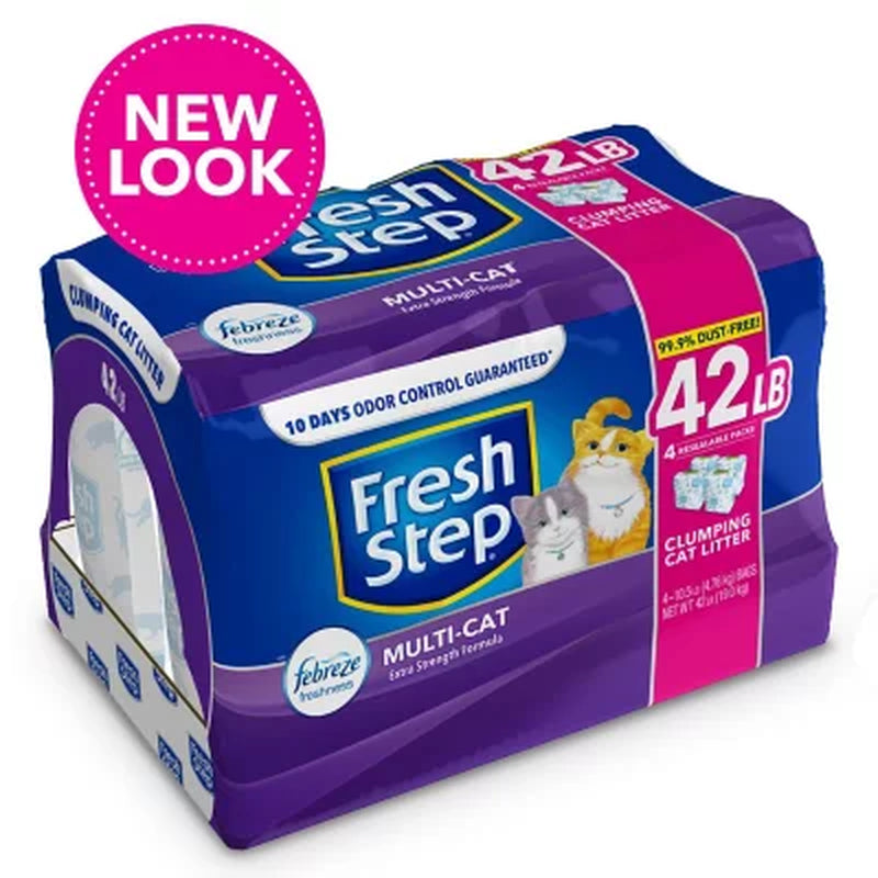 Fresh Step Extra Strength Multi-Cat Scented Clumping Litter W/ Febreze, 42 Lbs.