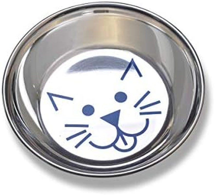 Pets Whisker-Friendly Stainless Steel Cat Bowl, Wide Saucer Style Dish, 8 OZ, Natural