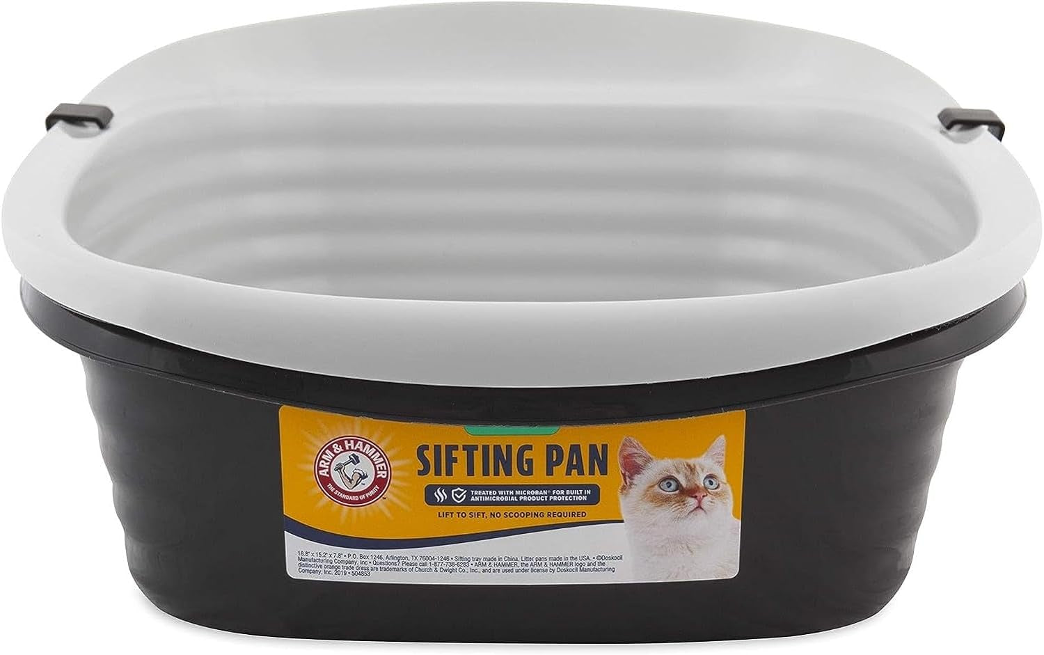 Arm & Hammer Large Sifting Litter Box Scoop Free Cat Litter Tray with Microban, Made in USA