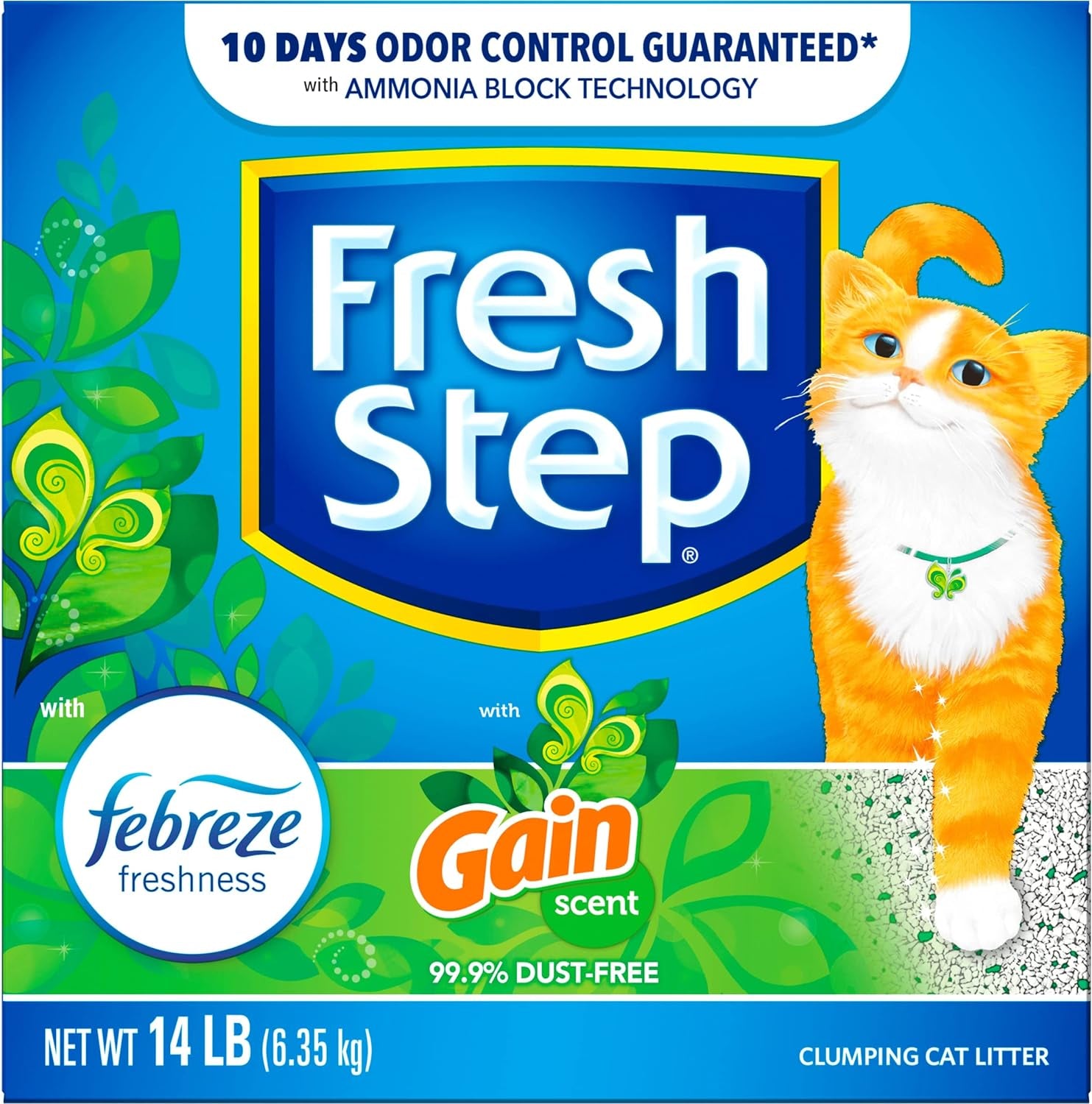 Clumping Cat Litter with Febreze Gain Scent, Activated Charcoal for Odor Control, 14 Pounds