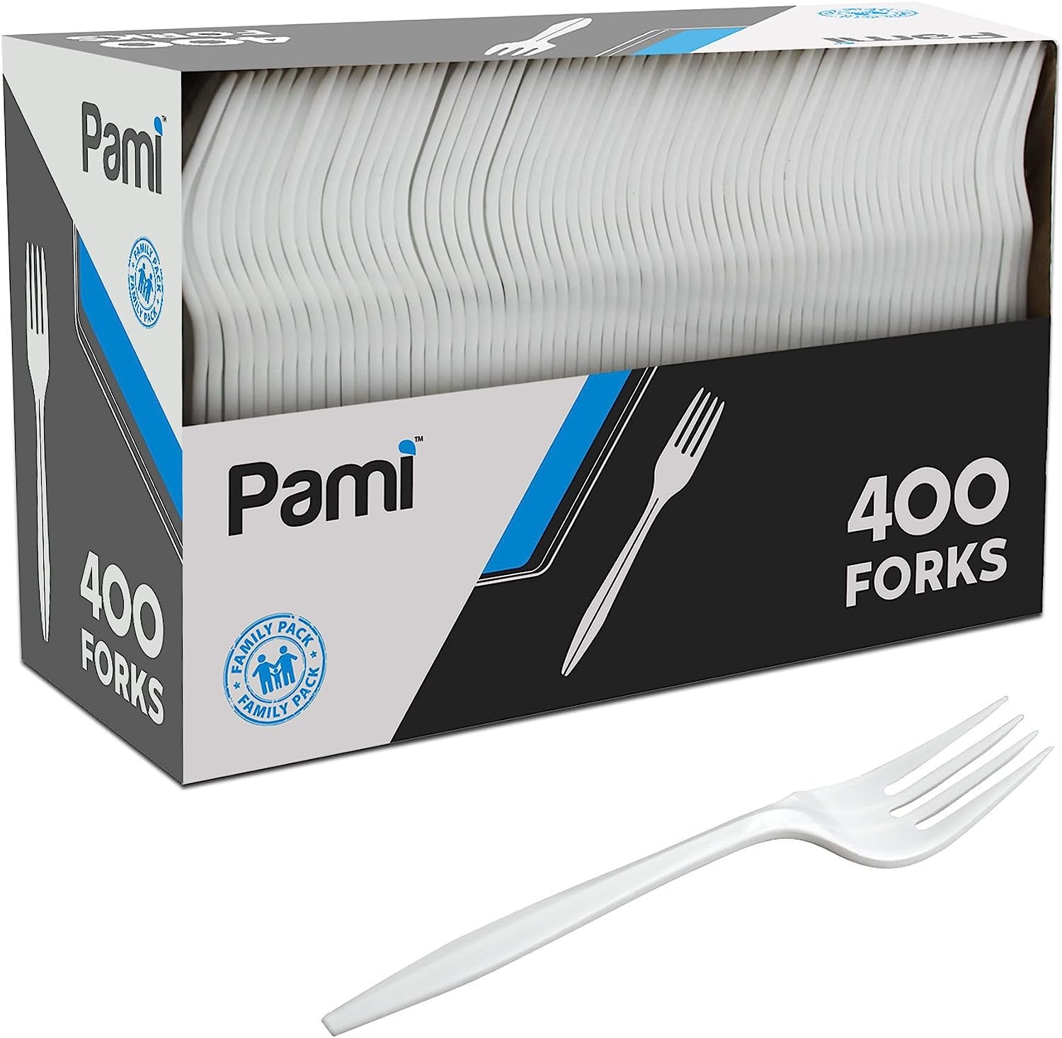 Medium-Weight Disposable Plastic Forks [400-Pack] - Bulk White Plastic Silverware for Parties, Weddings, Catering Food Stands, Takeaway Orders & More- Sturdy Single-Use Partyware Forks