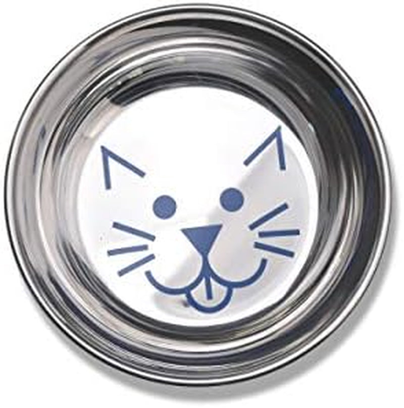 Pets Whisker-Friendly Stainless Steel Cat Bowl, Wide Saucer Style Dish, 8 OZ, Natural