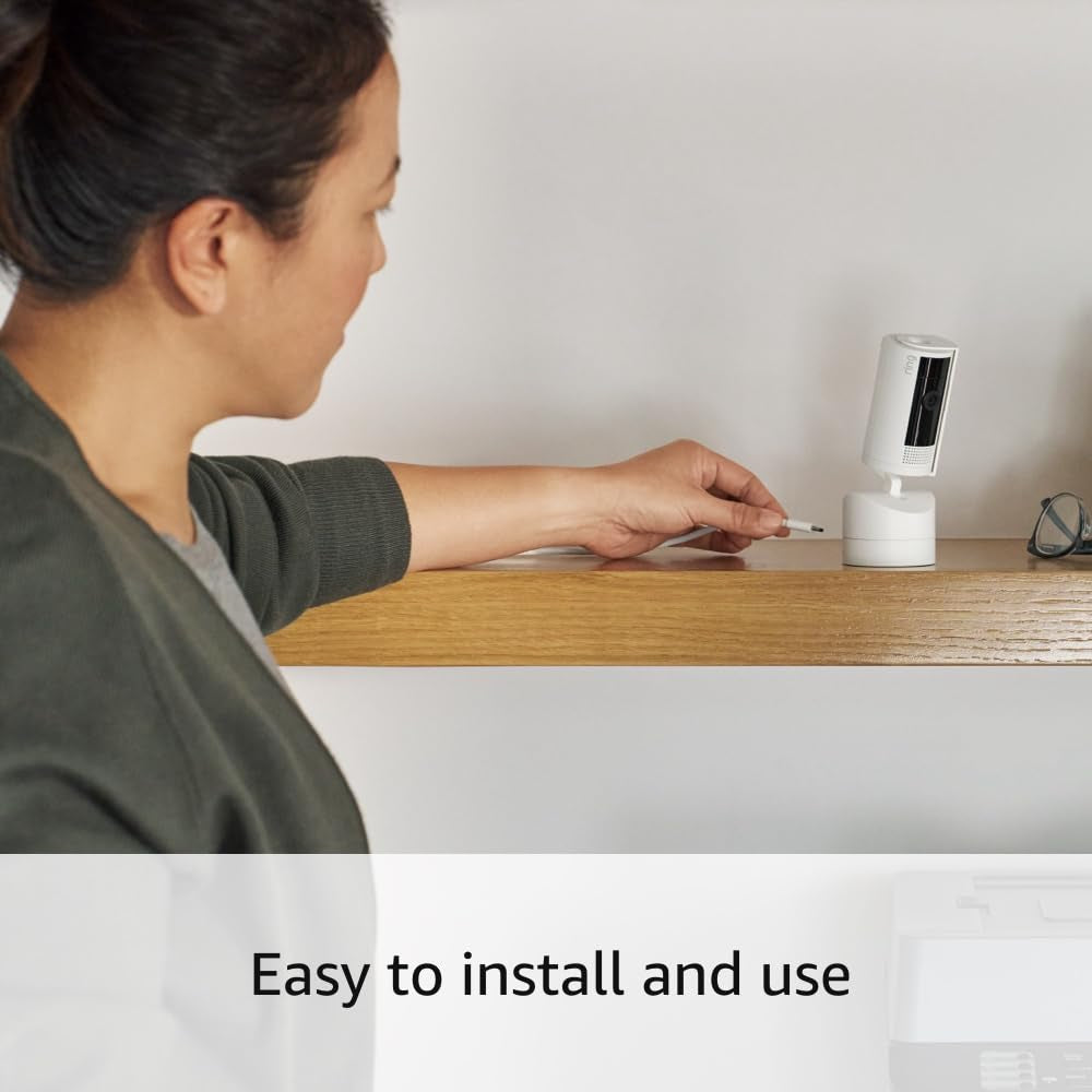 Introducing  Pan-Tilt Indoor Cam, Check in on Family and Pets with Plug-In 360° Pan Coverage, HD Video, and Two-Way Talk (2024 Release), White