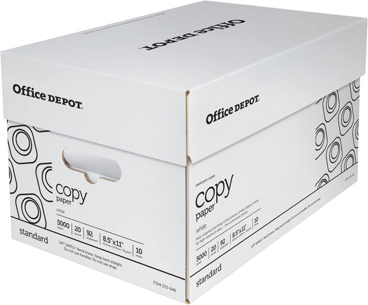 White Copy Paper, 8 1/2In. X 11In., 20 Lb, 500 Sheets per Ream, Case of 10 Reams, 40402786