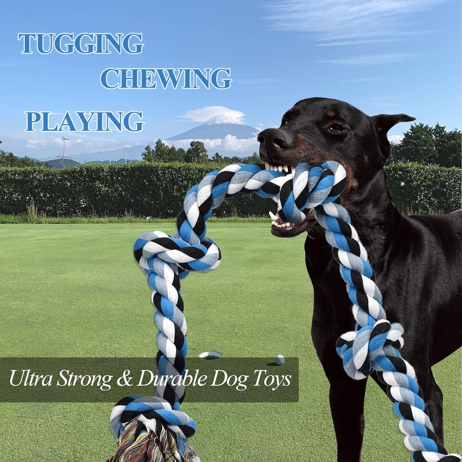 Dog Toys for Aggressive Chewers Tough Rope Chew Toys for Large and Medium Dog 3 Feet 5 Knots Indestructible Cotton Rope for Large Breed Dog Tug of War Dog Toy Teeth Cleaning